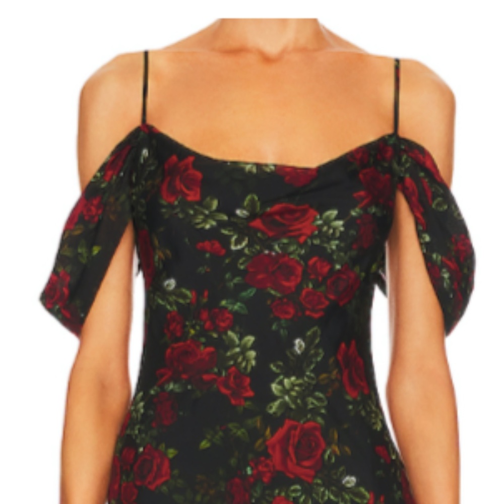 L'AGENCE Kenna Dress in Black & Red Rose